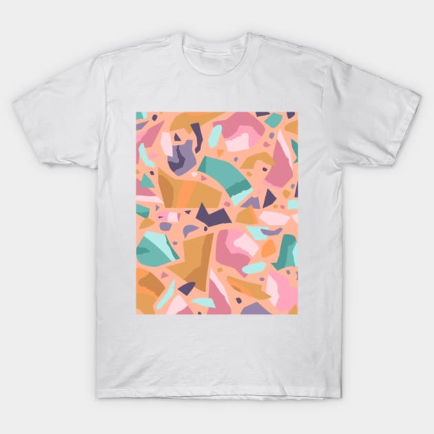 Pink terrazzo, abstract surface texture print T-Shirt by KINKDesign